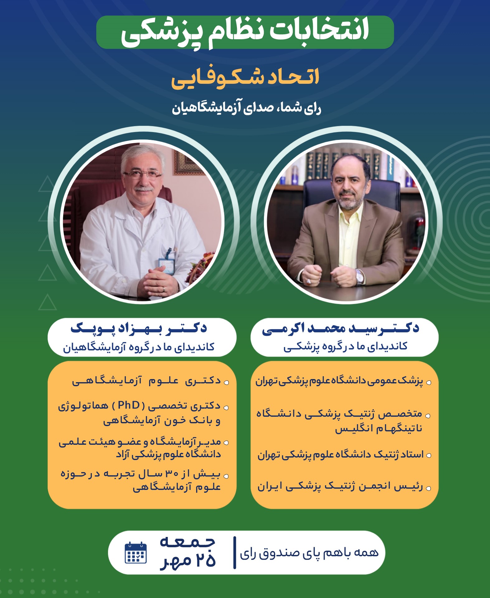 حمایت از کاندیداهای انتخابات نظام پزشکی